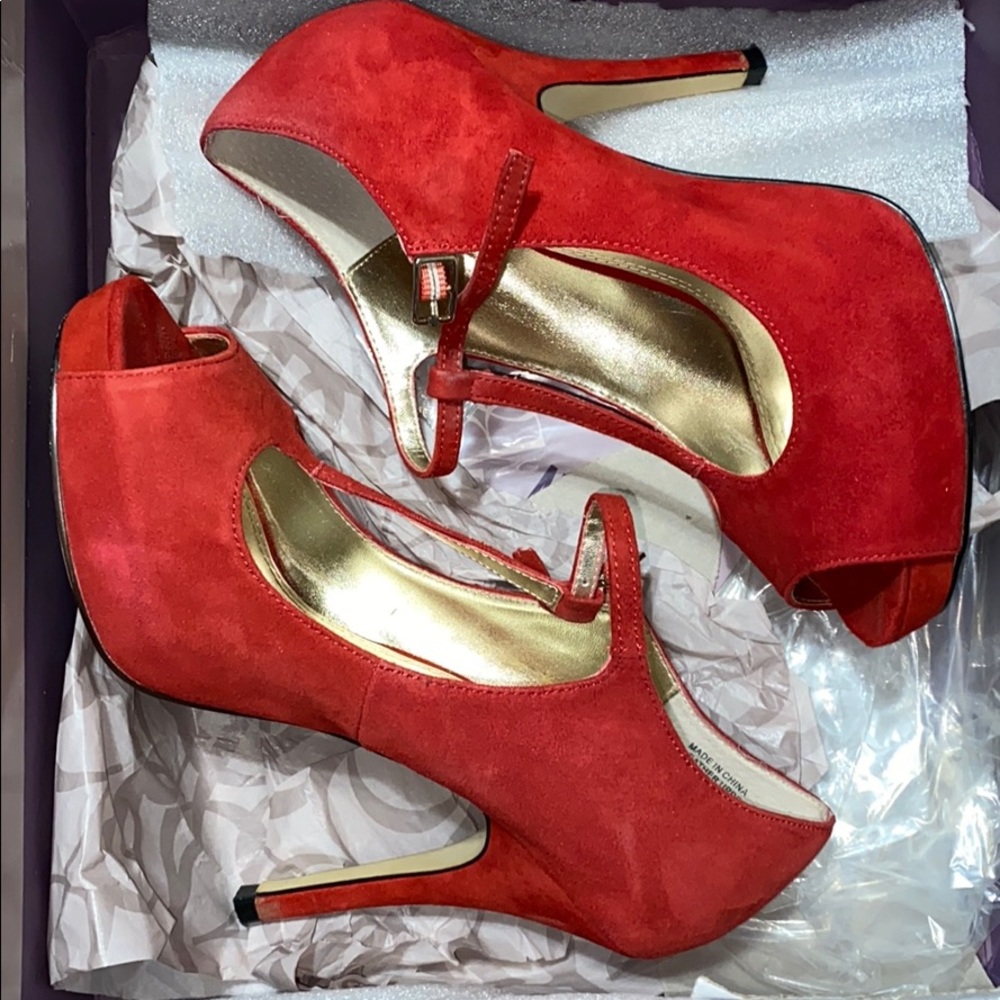 Red peep toe heels - perfect for prom